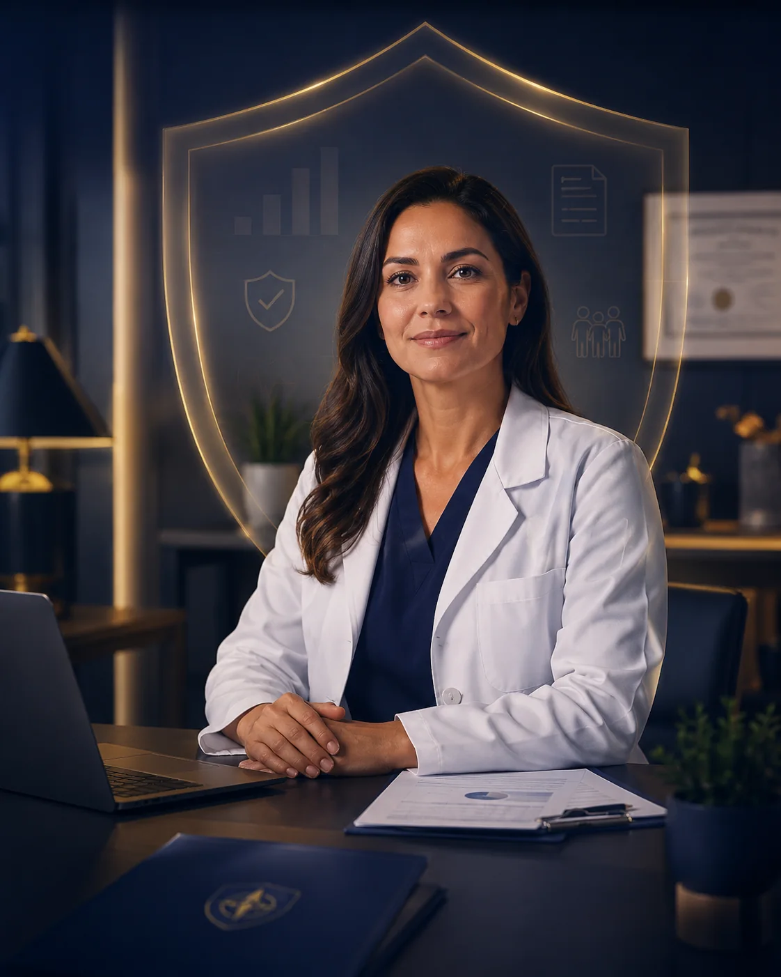 Médica em ambiente profissional