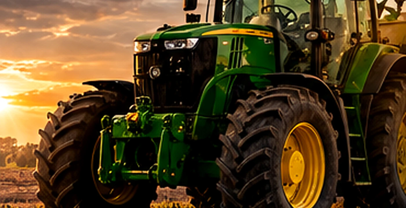 Trator agrícola robusto em operação