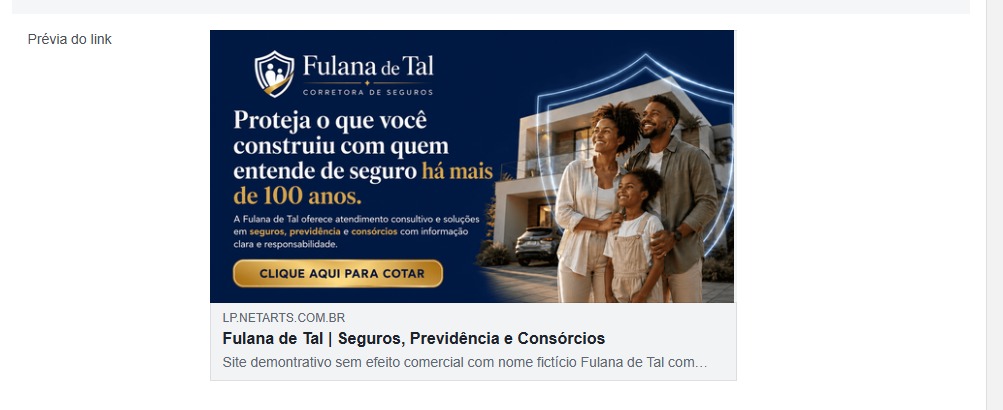 Exemplo de prévia OG para compartilhamento do Site Expert