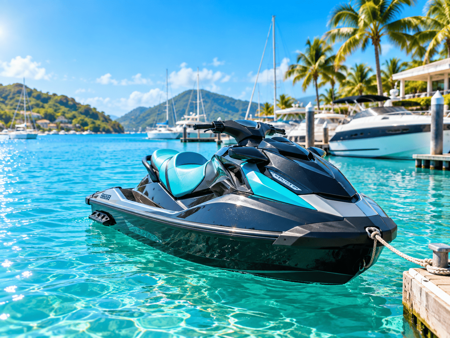 Jet Ski em marina tropical